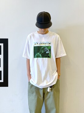「XLARGE（エクストララージ）のアイテム（ハット、ブラック系）」を使った、中村 篤恭さん（メンズ・174cm）の夏コーディネート