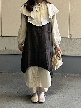 「VINTAGE（ヴィンテージ）のアイテム（フォーマルスーツ/小物、ベージュ系）」を使った、atwsmさん（レディース・158cm）の春コーディネート