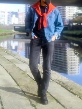 「アイテム（デニムジャケット）」を使った、tutimurajyaku1997さん（メンズ・172cm）の秋コーディネート