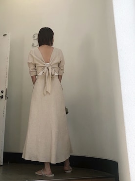 「Ungrid（アングリッド）のバックリボンフレアワンピース（ワンピース）」を使った、西部結花さん（レディース・170cm）の春コーディネート