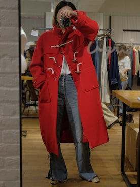 「アイテム（ダッフルコート）」を使った、西部結花さん（レディース・170cm）の秋コーディネート