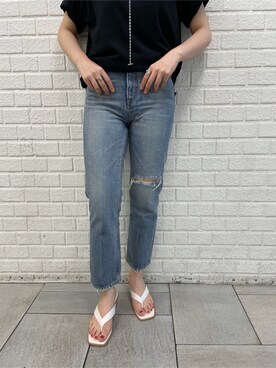 「Ungrid（アングリッド）のアイテム（マフラー）」を使った、大熊亜美さん（レディース・155cm）の春コーディネート