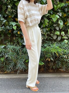 「Ungrid（アングリッド）のジュートヒールサンダル（サンダル）」を使った、大熊亜美さん（レディース・155cm）の春コーディネート
