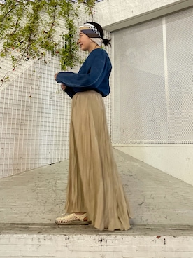 「Ungrid（アングリッド）のアイテム（マフラー）」を使った、大熊亜美さん（レディース・155cm）の春コーディネート