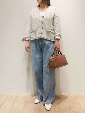 「qualite（カリテ）のアイテム（ノーカラージャケット）」を使った、koeさん（レディース・160cm）の秋コーディネート