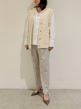 「160cm」｜「アイテム（スラックス）」を使った、koeさん（レディース・160cm）の冬コーディネート