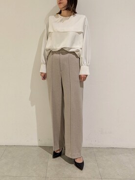 「160cm」｜「アイテム（スラックス）」を使った、koeさん（レディース・160cm）の秋コーディネート