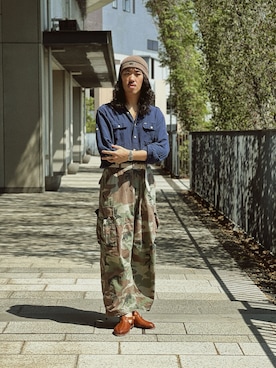 「アイテム（帽子）」を使った、RANRANさん（メンズ・185cm）の秋コーディネート