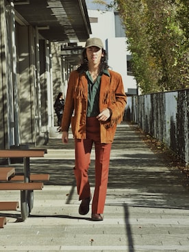 「アイテム（帽子）」を使った、RANRANさん（メンズ・185cm）の秋コーディネート