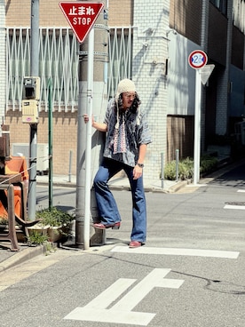 「アイテム（ニットキャップ/ビーニー）」を使った、RANRANさん（メンズ・185cm・20代）の夏コーディネート