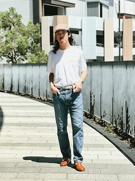 「アイテム（ハンチング/ベレー帽）」を使った、RANRANさん（メンズ・185cm・20代）の夏コーディネート
