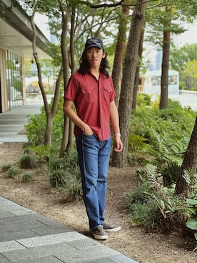 「アイテム（キャップ）」を使った、RANRANさん（メンズ・185cm）の夏コーディネート