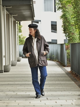 「アイテム（ハンチング/ベレー帽）」を使った、RANRANさん（メンズ・185cm・20代）の秋コーディネート