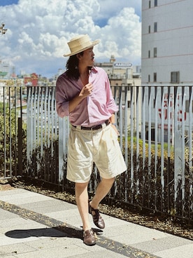 「アイテム（帽子）」を使った、RANRANさん（メンズ・185cm）の夏コーディネート