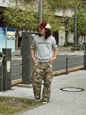 「アイテム（帽子）」を使った、RANRANさん（メンズ・185cm）の秋コーディネート