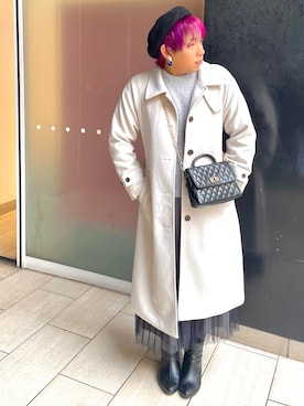 「アイテム（トレンチコート、ホワイト系）」を使った、ゆーたんさん（メンズ・164cm）の冬コーディネート