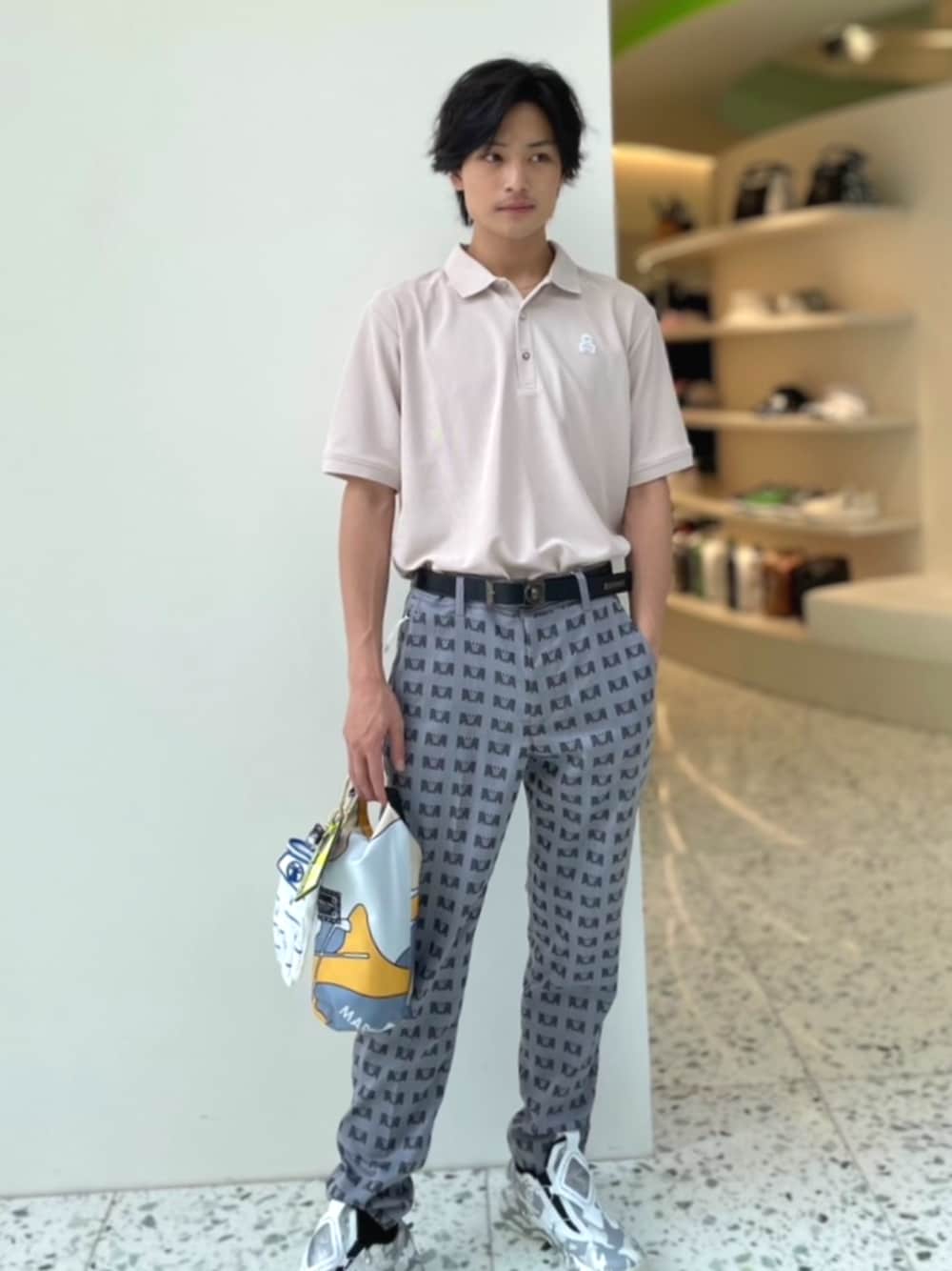 気象MARK LONA 袖シースルーゴールドラメロゴブラックポロシャツ MARK&LONA - 【25SS】 ML-TECH LEOPARD POLO / メッシュ