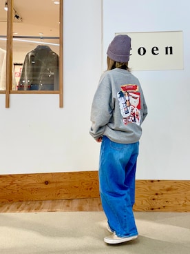 「coen」｜「アイテム（ニットキャップ/ビーニー）」を使った、にっしー さん（レディース・153cm）の冬コーディネート