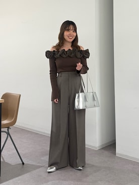 「EDIT COLOGNE（エディットコロン）のアイテム（ショルダーバッグ）」を使った、HARUさん（レディース・160cm）の秋コーディネート