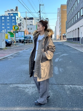 「アイテム（ミリタリージャケット）」を使った、CHiHOさん（レディース・157cm）の冬コーディネート