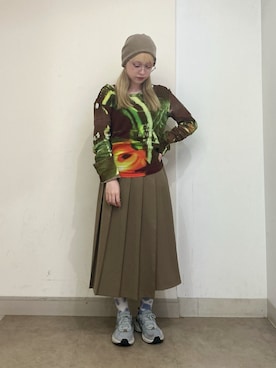 「アイテム（ニットキャップ/ビーニー）」を使った、kiki729さん（レディース・150cm）の秋コーディネート