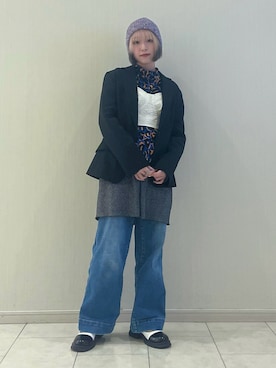 「アイテム（ニットキャップ/ビーニー、パープル系）」を使った、kiki729さん（レディース・150cm）の冬コーディネート