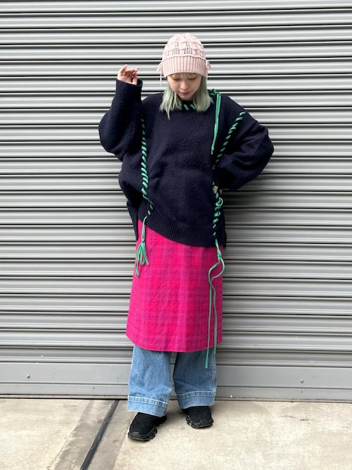 かきぶちももの × kaorinomori アールニット ニット帽 かきぶちももの kaorinomori ニット帽 - メルカリ