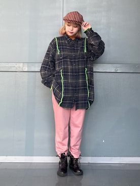 「アイテム（ハンチング/ベレー帽、オレンジ系）」を使った、kiki729さん（レディース・150cm）の冬コーディネート