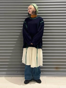 「アイテム（ハンチング/ベレー帽、グリーン系）」を使った、kiki729さん（レディース・150cm）の春コーディネート