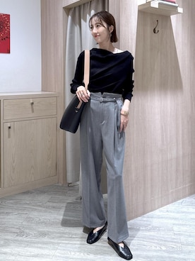 「VIS（ビス）のもちもちドレープリブニットトップス/イージーケア（ニット/セーター）」を使った、eric08さん（レディース・166cm）の冬コーディネート