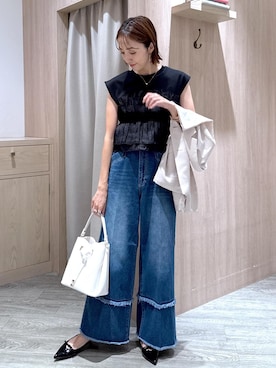 「アイテム（ジャケット/アウター、ホワイト系）」を使った、eric08さん（レディース・166cm）の夏コーディネート