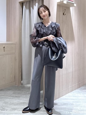 「ブラウスコーデ」｜「アイテム（ローファー）」を使った、eric08さん（レディース・166cm）の秋コーディネート