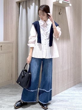 「VIS（ビス）のアイテム（デニムパンツ）」を使った、eric08さん（レディース・166cm）の秋コーディネート