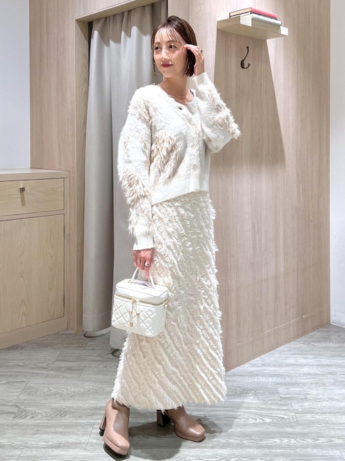 セール】アート柄ジャガード起毛ニットカーディガン/イージーケア