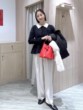 「アイテム（ネックウォーマー/スヌード）」を使った、eric08さん（レディース・166cm）の冬コーディネート