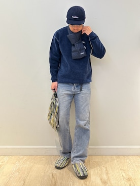 「アイテム（サンダル）」を使った、MIZUTAさん（メンズ・174cm）の秋コーディネート