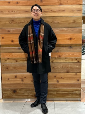 「アイテム（ストール/ショール）」を使った、MIZUTAさん（メンズ・174cm）の冬コーディネート