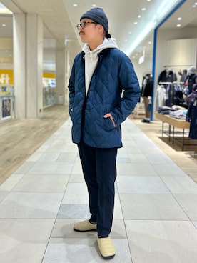 「Nine Tailor（ナインテイラー）のアイテム（帽子）」を使った、MIZUTAさん（メンズ・174cm）の冬コーディネート