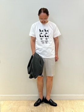 「NOLLEY'S goodman（ノーリーズグッドマン）のアイテム（ローファー）」を使った、MIZUTAさん（メンズ・174cm）の夏コーディネート