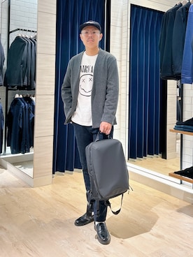 「アイテム（ノーカラージャケット）」を使った、MIZUTAさん（メンズ・174cm）の秋コーディネート