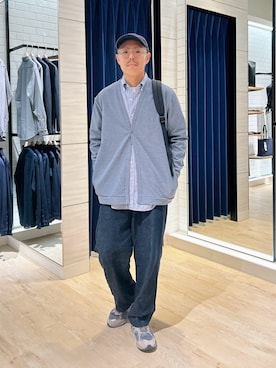 「アイテム（カーディガン/ボレロ）」を使った、MIZUTAさん（メンズ・174cm）の秋コーディネート