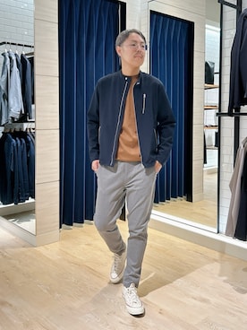 「アイテム（イエロー系）」を使った、MIZUTAさん（メンズ・174cm・30代）の秋コーディネート
