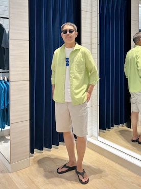 「アイテム（イエロー系）」を使った、MIZUTAさん（メンズ・174cm・30代）の夏コーディネート
