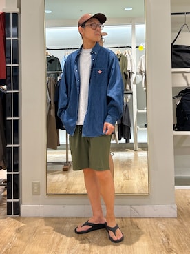 「DANTON（ダントン）のアイテム（帽子）」を使った、MIZUTAさん（メンズ・174cm）の夏コーディネート