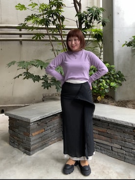 「URBAN RESEARCH(アーバンリサーチ)のExtreme Cashmere LISA(ニット/セーター、パープル系)」を使った、美織さん(レディース・153cm)の春コーディネート