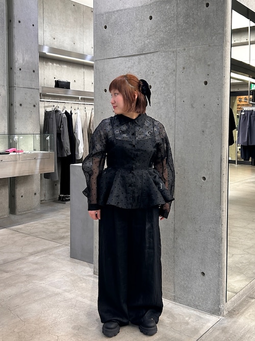GANNI　FLOCKED ORGANZA PEPLUM SHIRTS