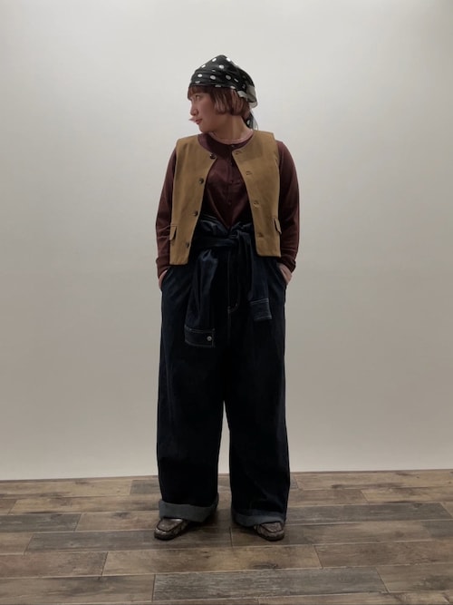 セール】ノーカラーウエストタックジャンプスーツ（つなぎ