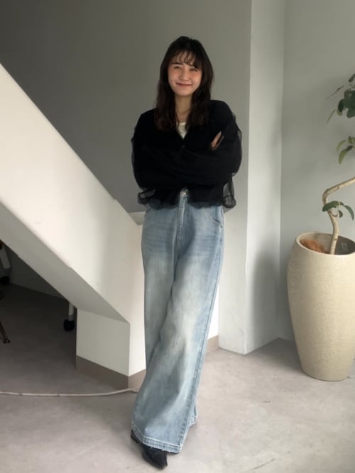 CAPRICIEUX LE'MAGE チュールレイヤードカーディガン 1枚で着映え】チュールレイヤードカーディガン（カーディガン