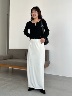 「CAPRICIEUX LE'MAGE（カプリシューレマージュ）の【低身長サイズあり】ベロアIラインスカート（スカート）」を使った、harunaさん（レディース・165cm）の秋コーディネート