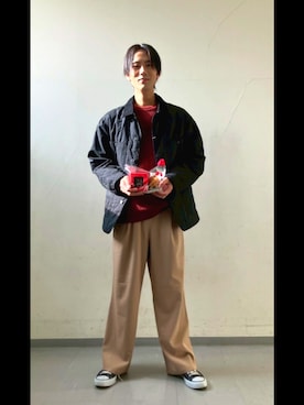 「アイテム（カバーオール）」を使った、かずしさん（メンズ・176cm）の冬コーディネート